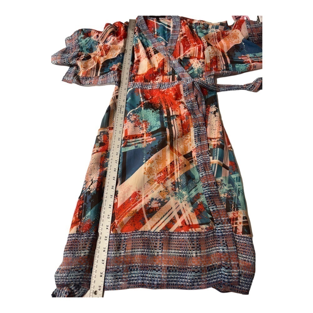 BCBGmaxazria Krystie Poppy Comb Silk Wrap Dress X-Small - Picture 8 of 10